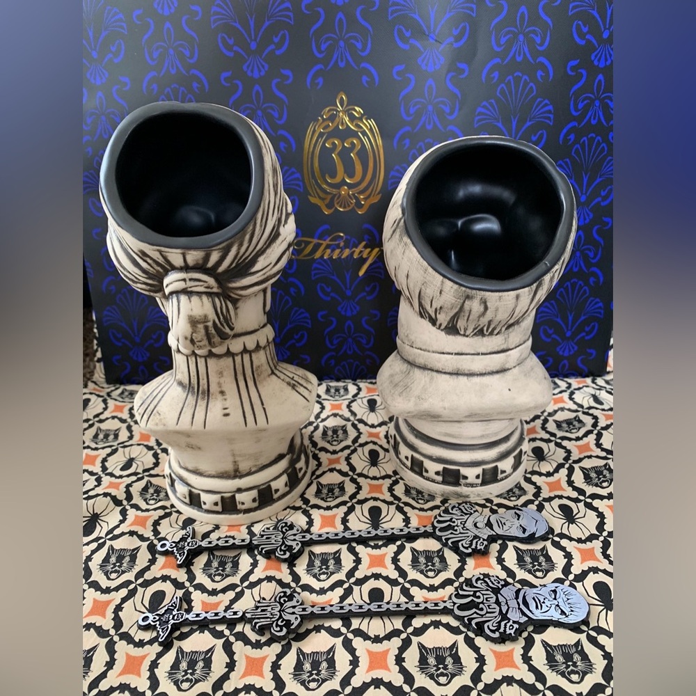 CLUB 33 HAUNTED MANSION 50th ANNIVERSARY BUST TIKI MUGS CUP SWIZZLES COASTERS - Picture 5 of 8